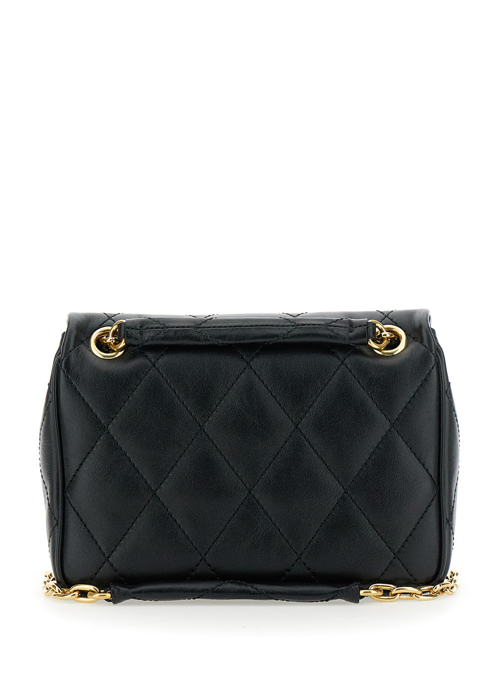Burberry Women Black Quilted Crossbody Bag With Ekd Plaque On The Front And Chain-Link Shoulder Stra - 4