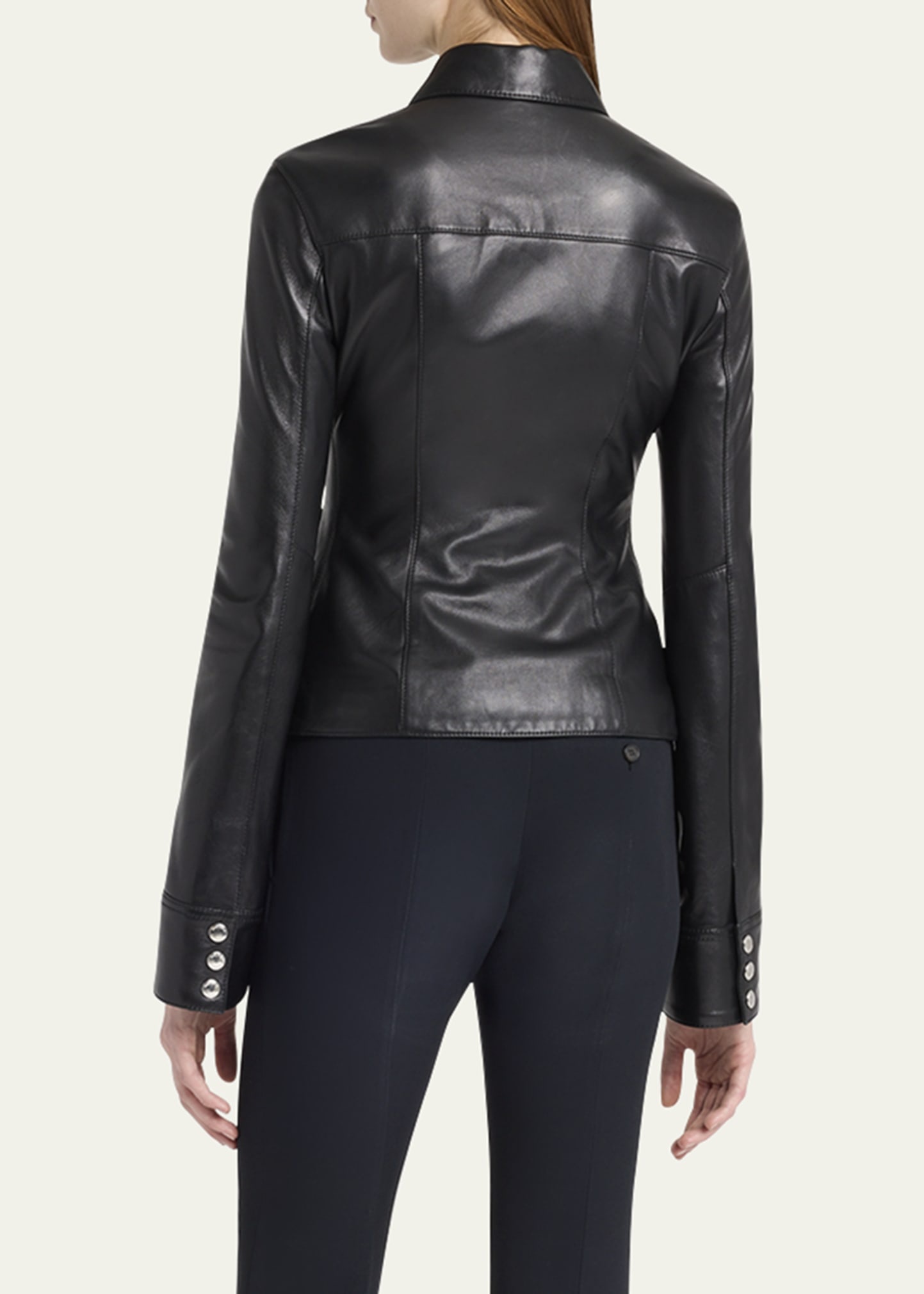 Leather Button-Down Top - 3