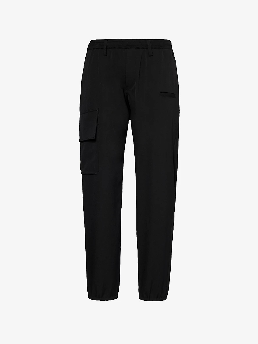 Flap-pocket mid-rise tapered-leg wool trousers - 1