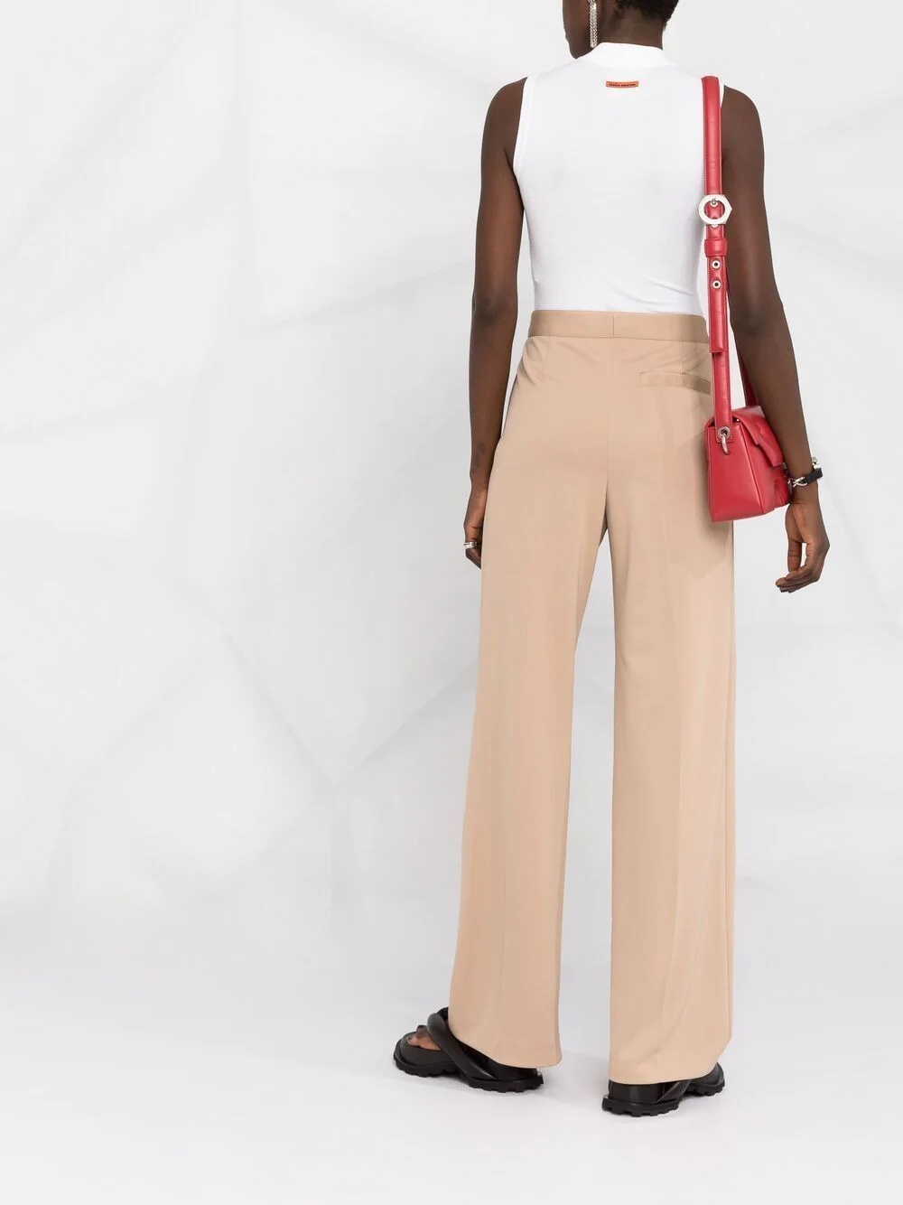 logo-print leg trousers - 4