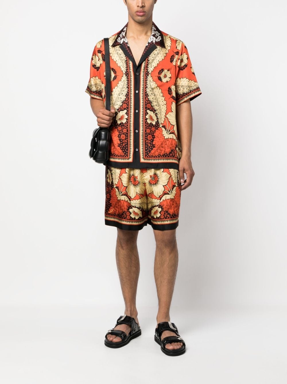 floral-print track shorts - 2