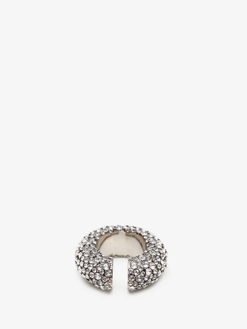 Women's Pave Chunky Single Hoop Ear Cuff in Antique Silver - 3