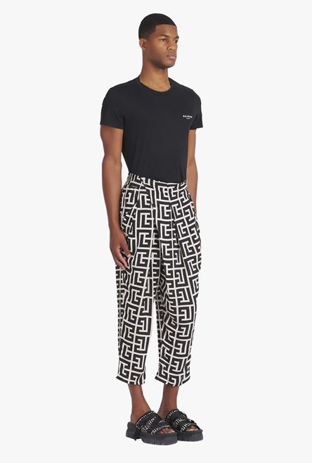 Ivory and black draped eco-designed pants with maxi Balmain monogram - 7