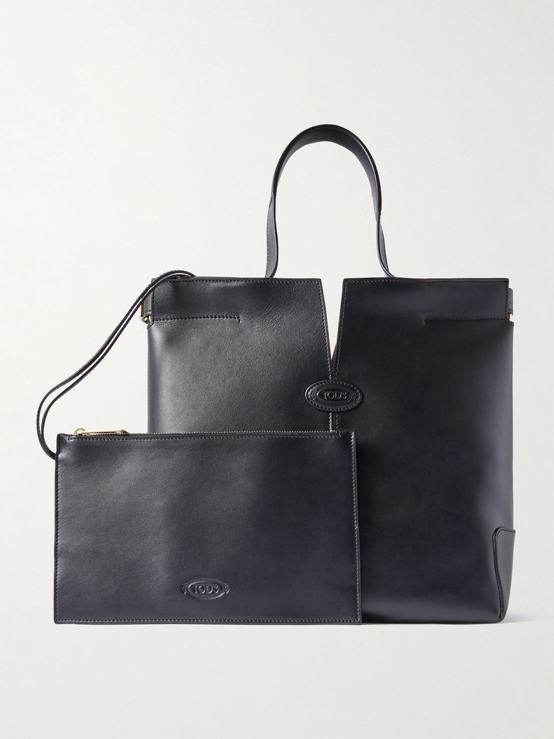 Di Bag Folio small embossed leather tote Black 5