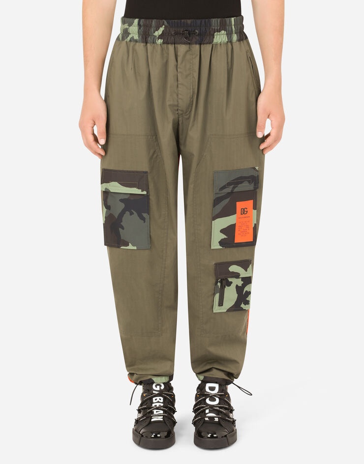 Two-tone cargo pants with camouflage details - 1