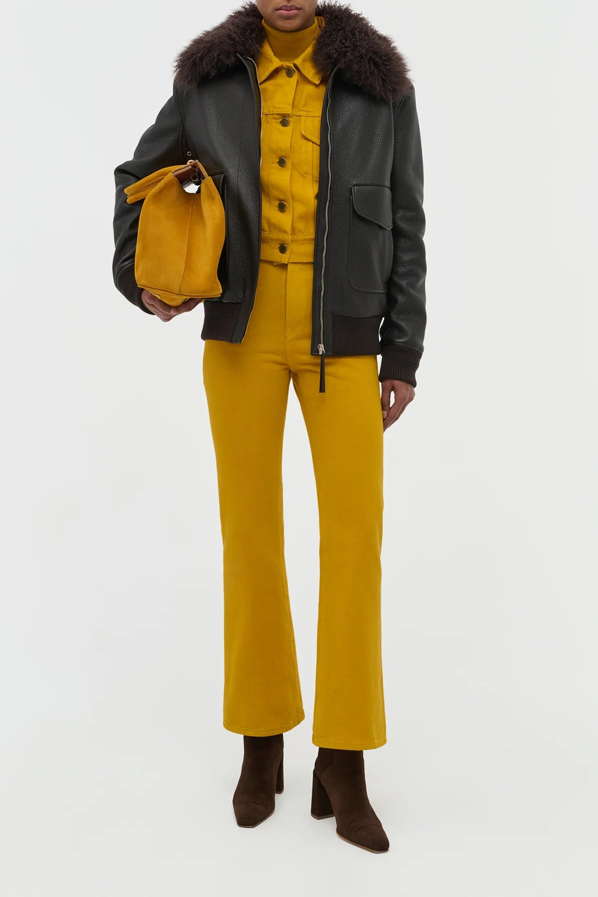 Grant Jacket in Ebony Textured Leather and Shearling - 2