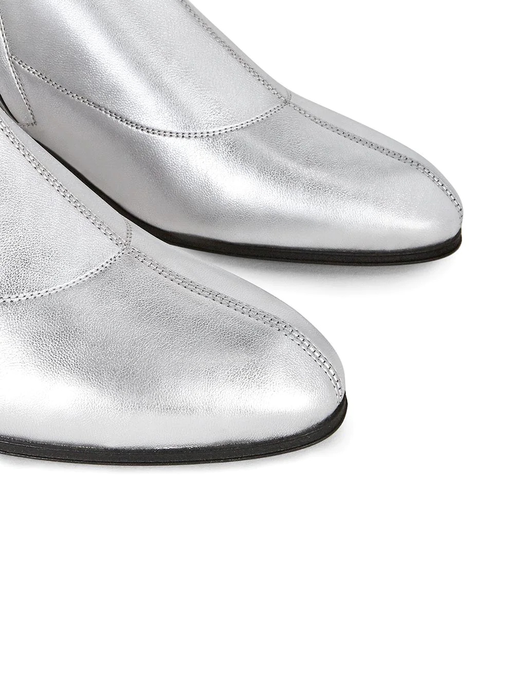metallic silver knee-length boots - 4