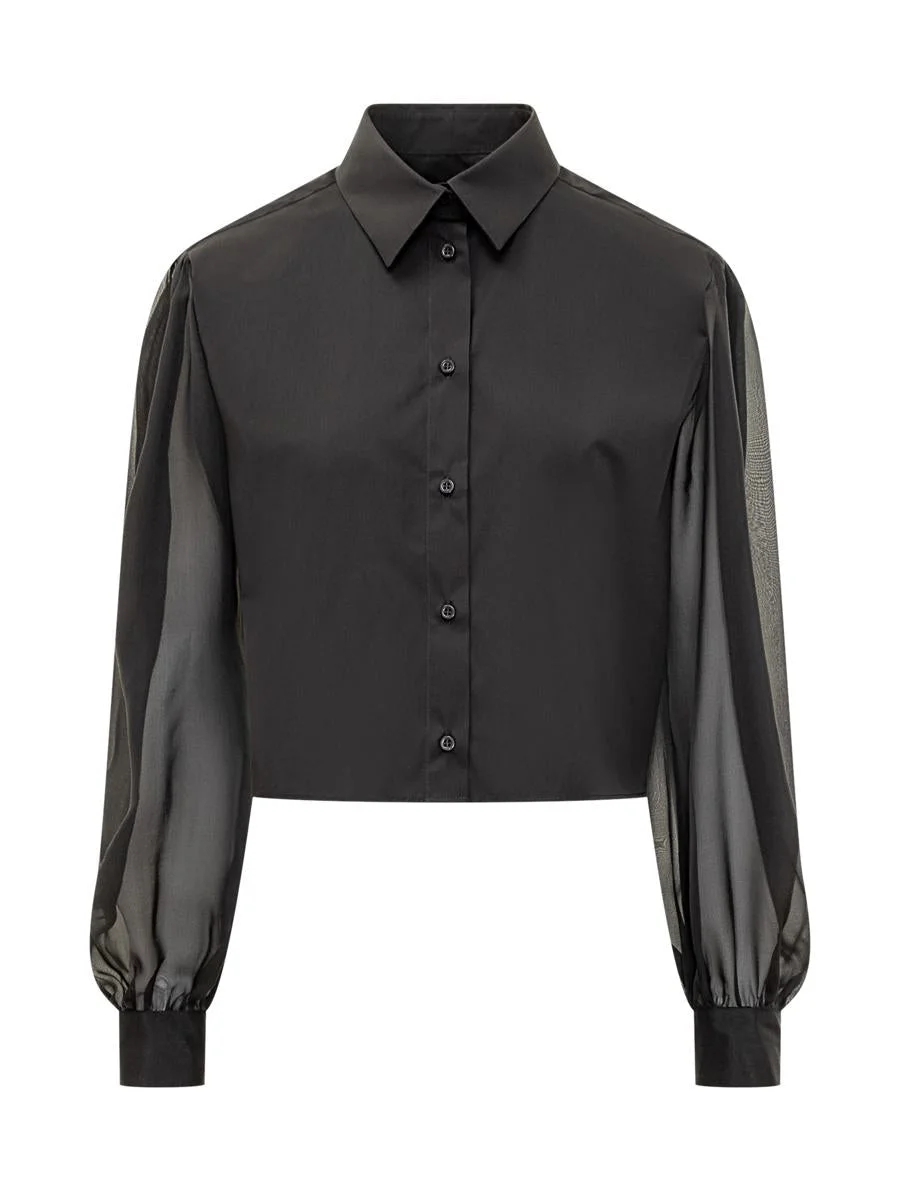 Msgm Msgm Crop Shirt With Transparent Sleeves - 1