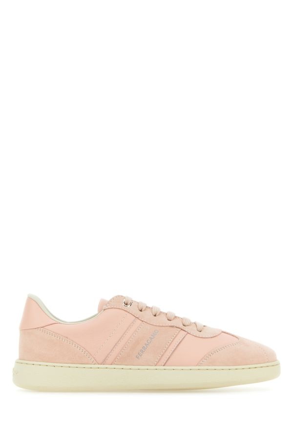 Salvatore Ferragamo Woman Pastel Pink Leather And Suede Achille Sneakers - 1