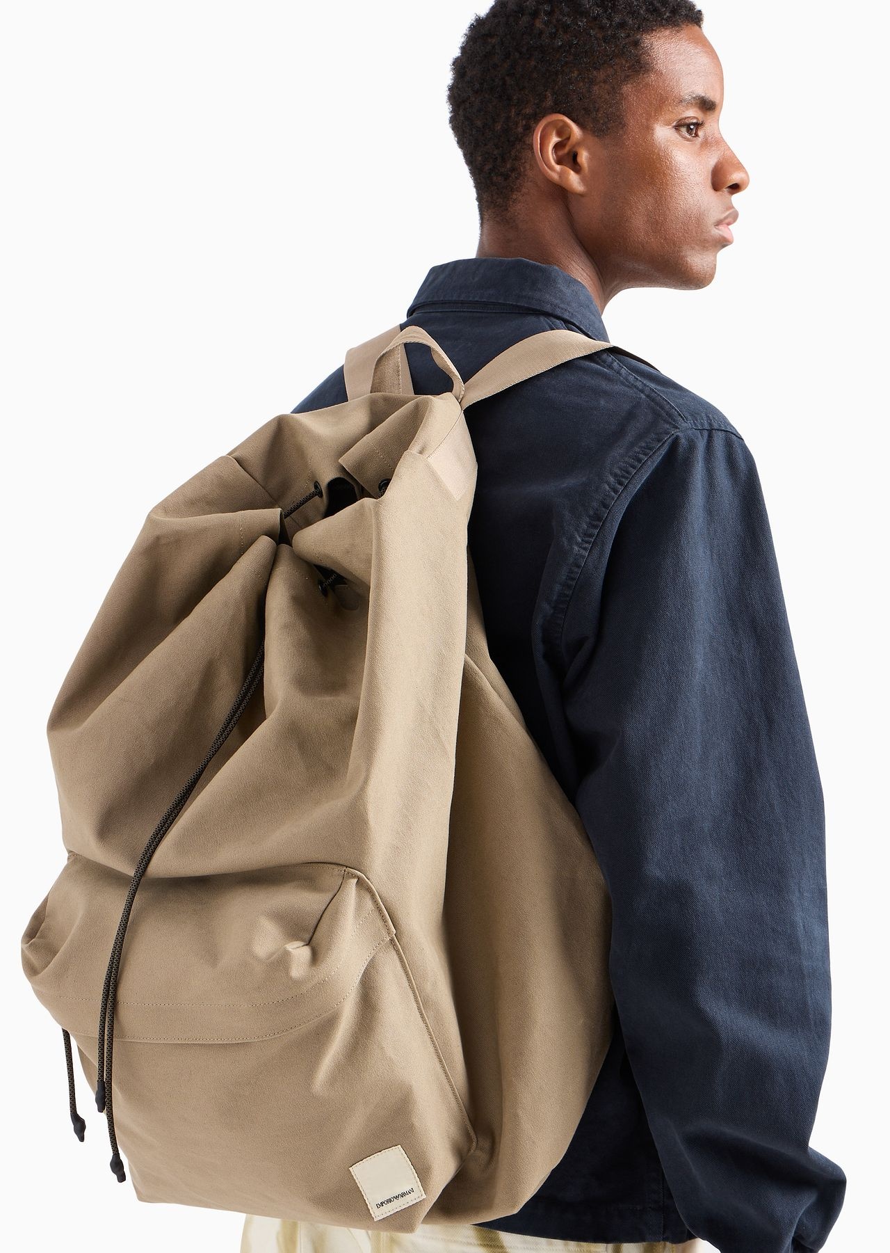Emporio Armani Sustainability Values Capsule Collection organic canvas drawstring backpack - 7
