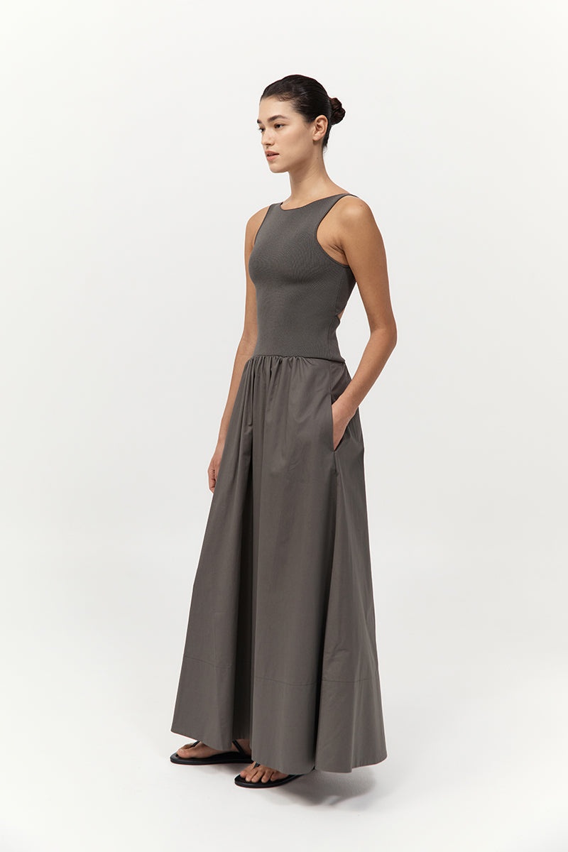 Bateau Cut Out Dress - Khaki - 4