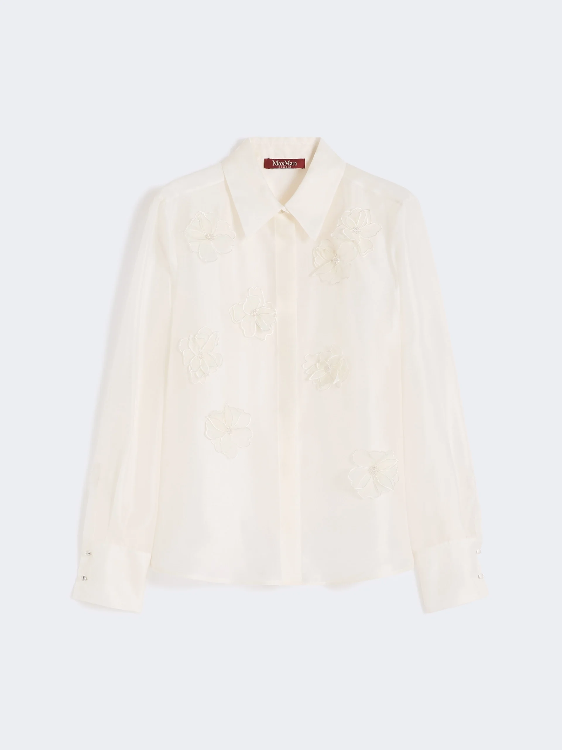 Silk organza shirt - WHITE - 1