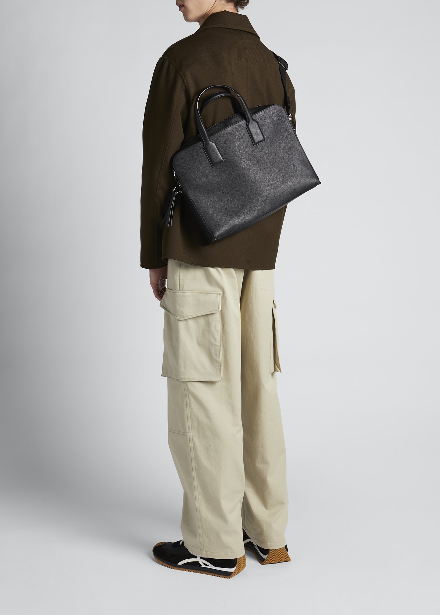 Men's Goya Thin Leather Briefcase Bag - 5