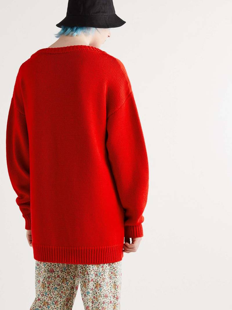 Oversized Sequin-Embellished Intarsia Wool Sweater 4