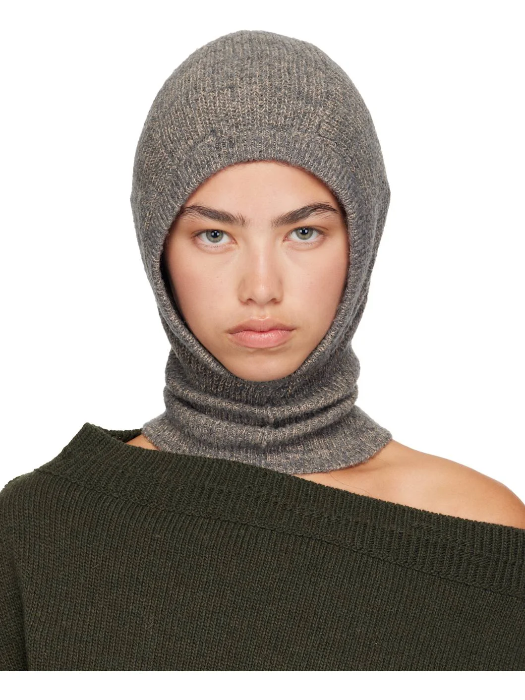 Gray Wool Cotton Balaclava - 1