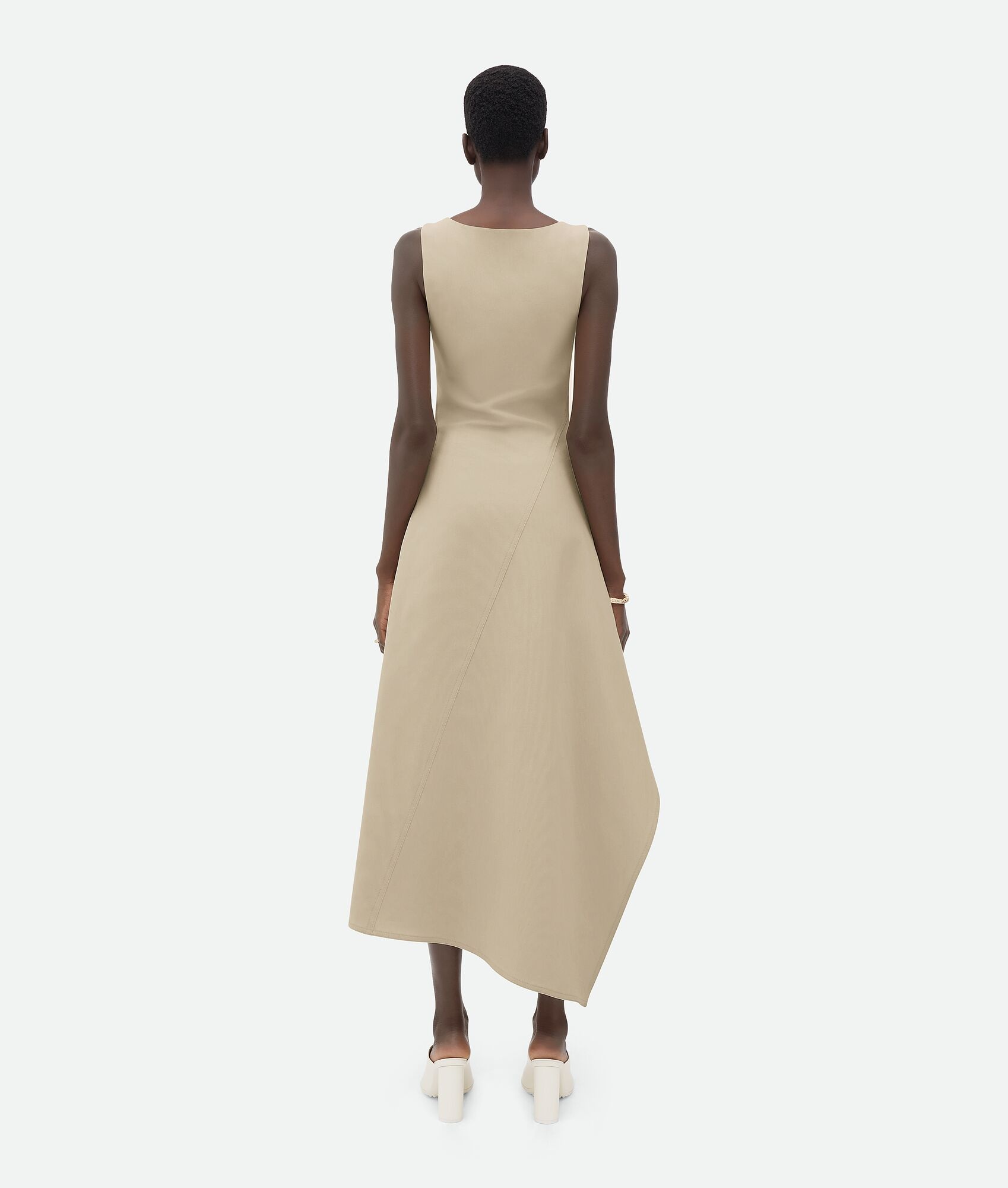 Stretch Cotton Asymmetric Midi Dress - 3