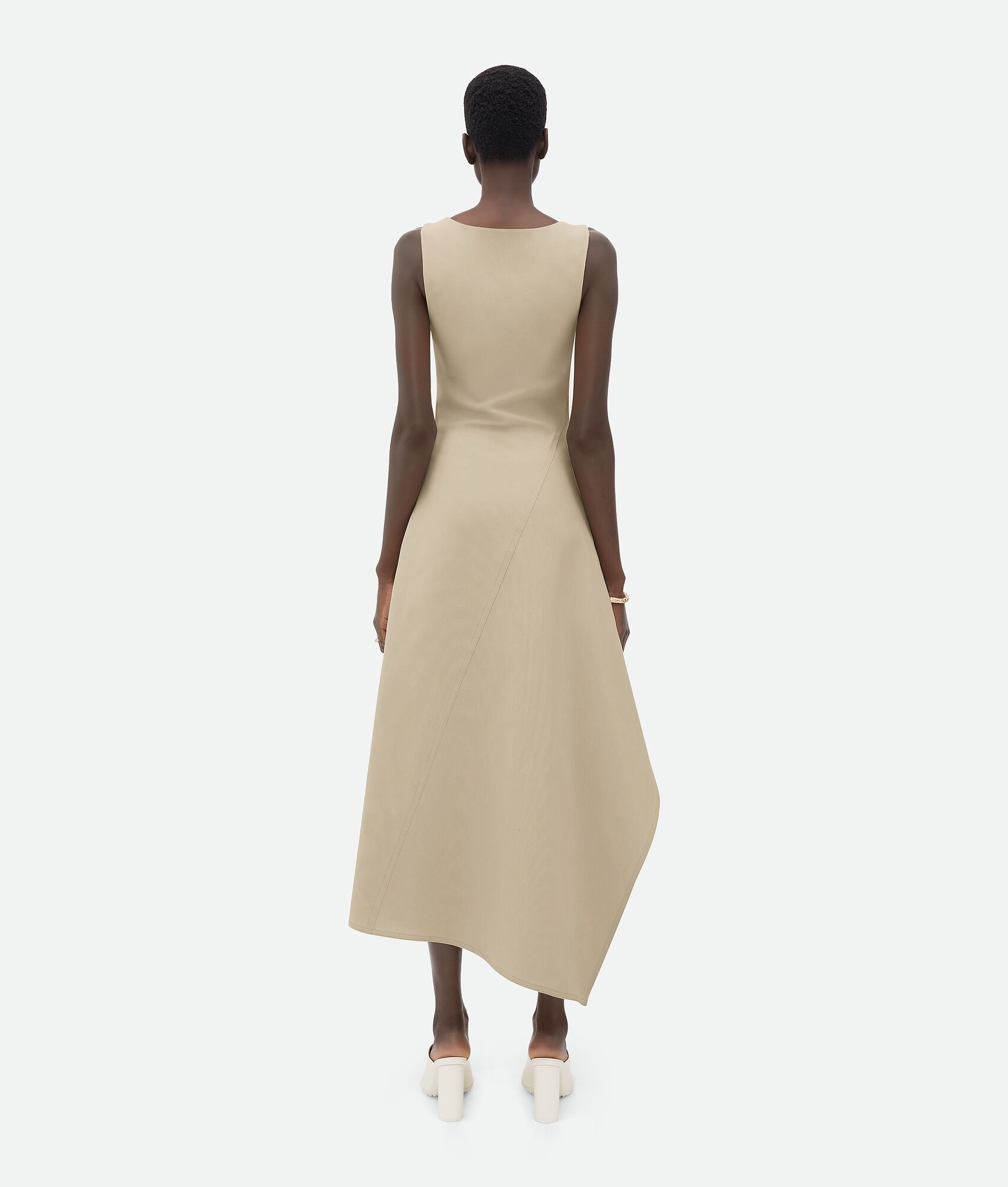 Bottega Veneta Stretch Cotton Asymmetric Midi Dress