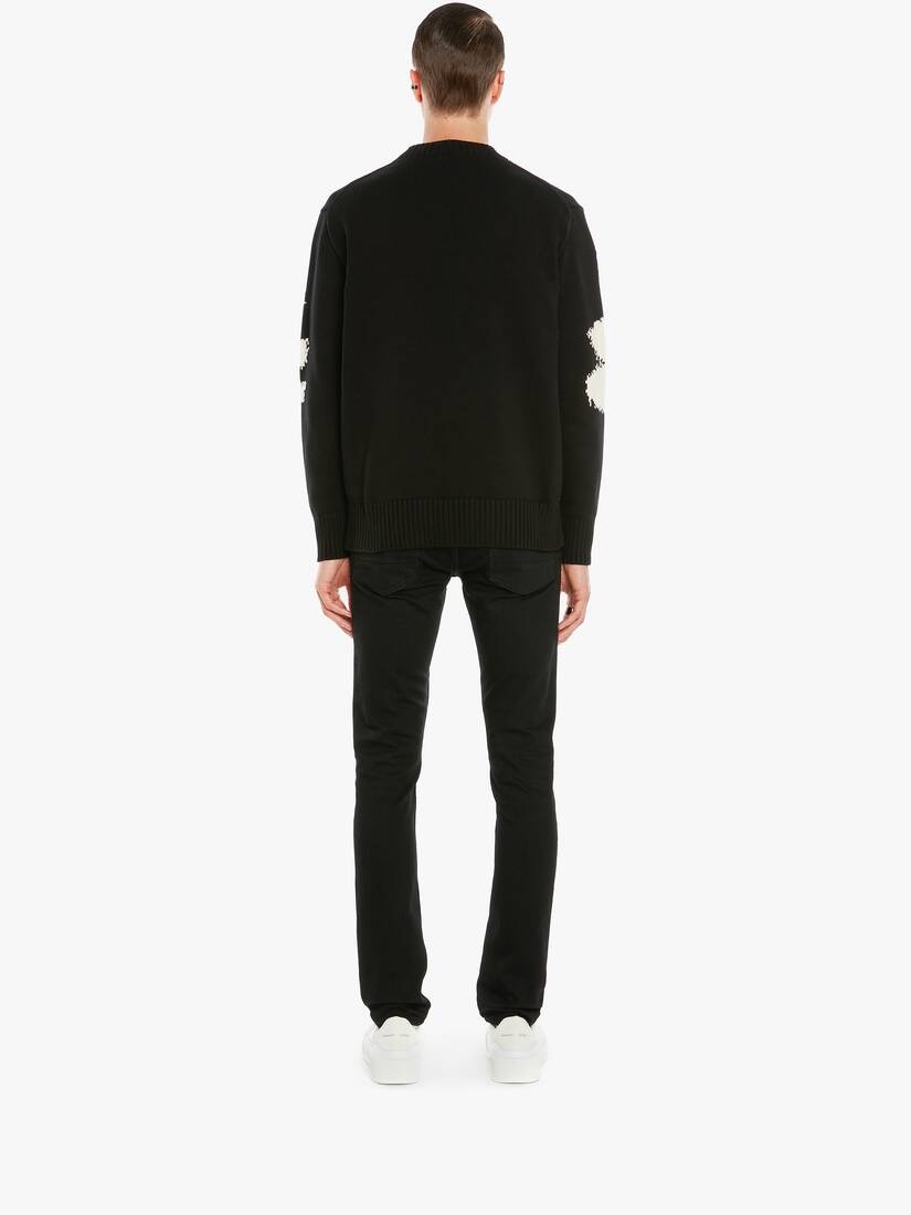 Mcqueen Graffiti Knit Jumper in Black/ivory - 4