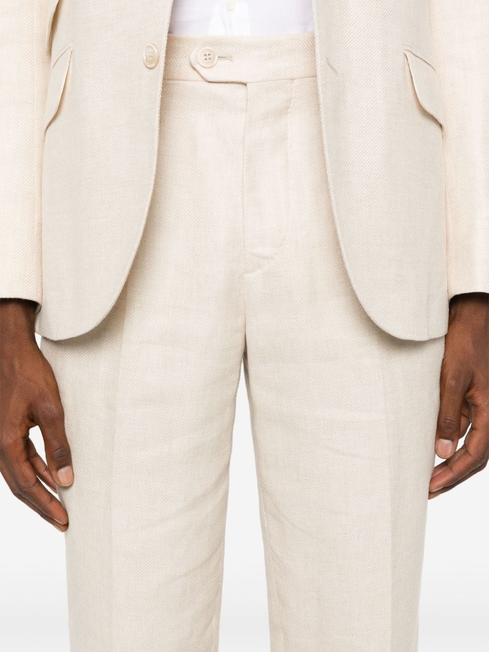single-breasted linen-blend suit - 6