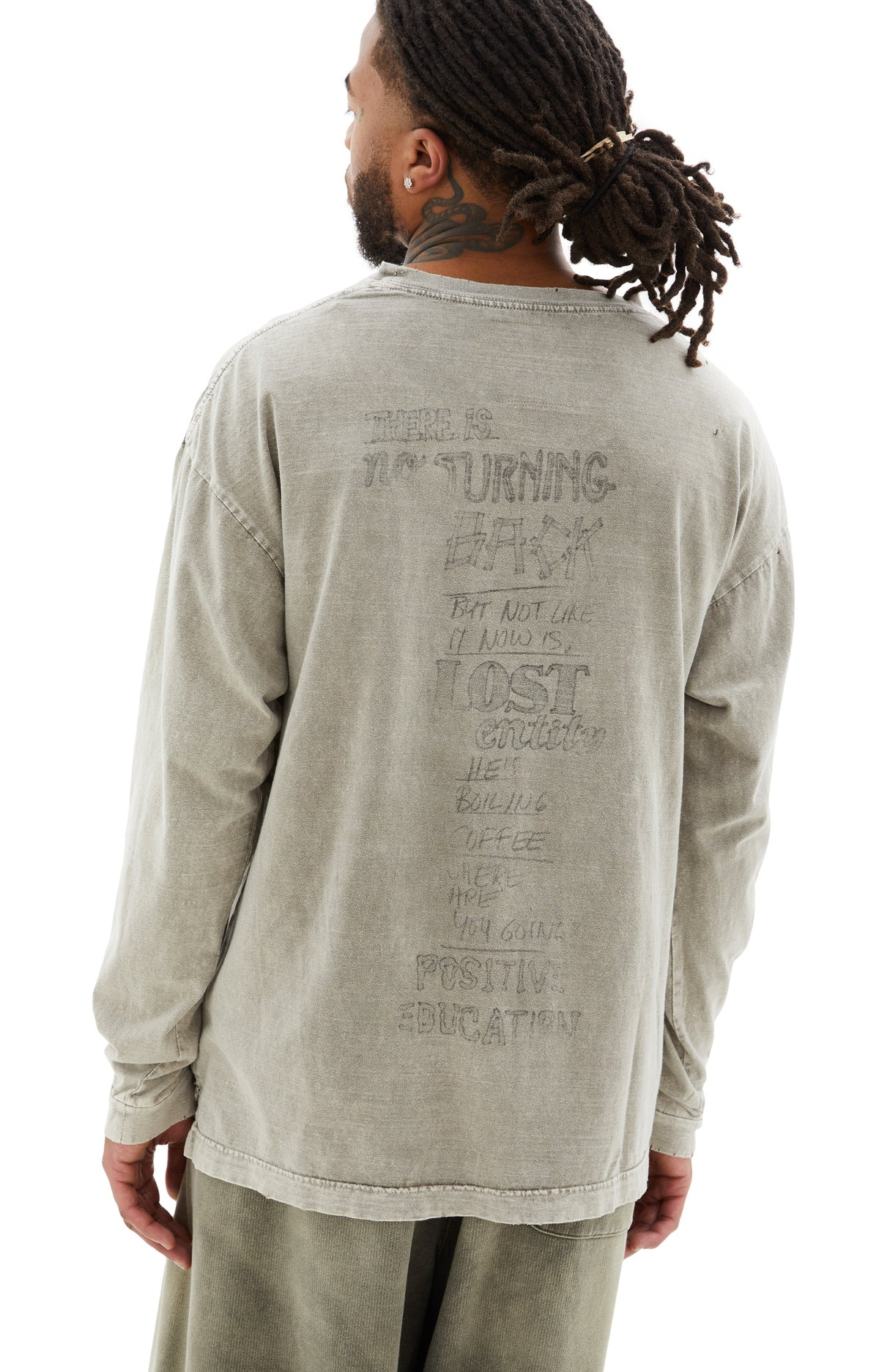BLEACHED LONG SLEEVE T-SHIRT (BEIGE) - 4