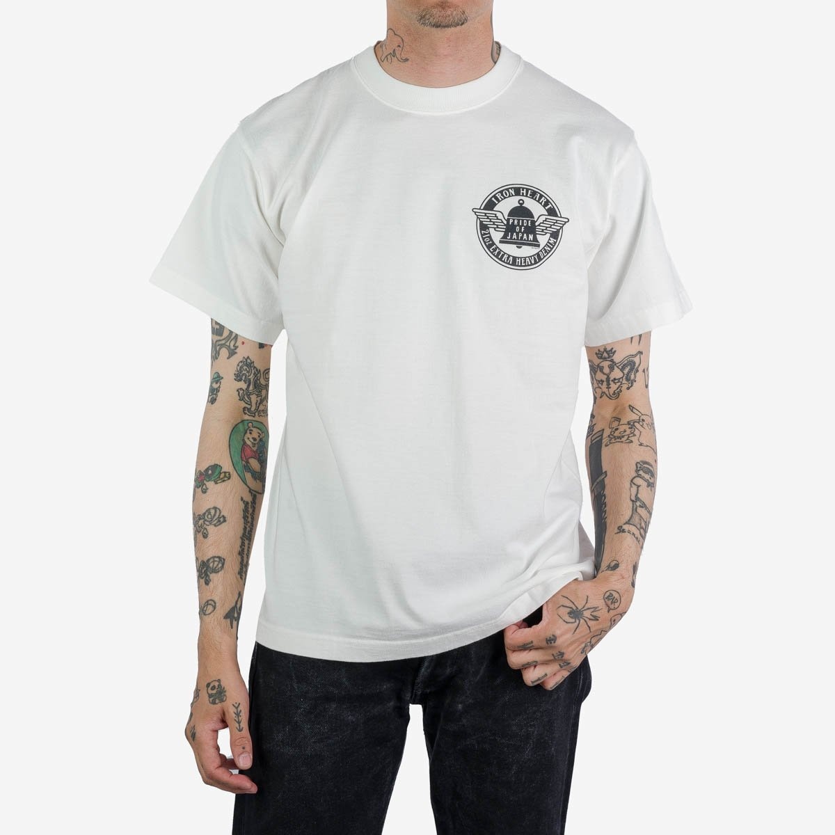 IHPT-2301-WHT 7.5oz Printed Loopwheel Crew Neck T-Shirt - White - 3