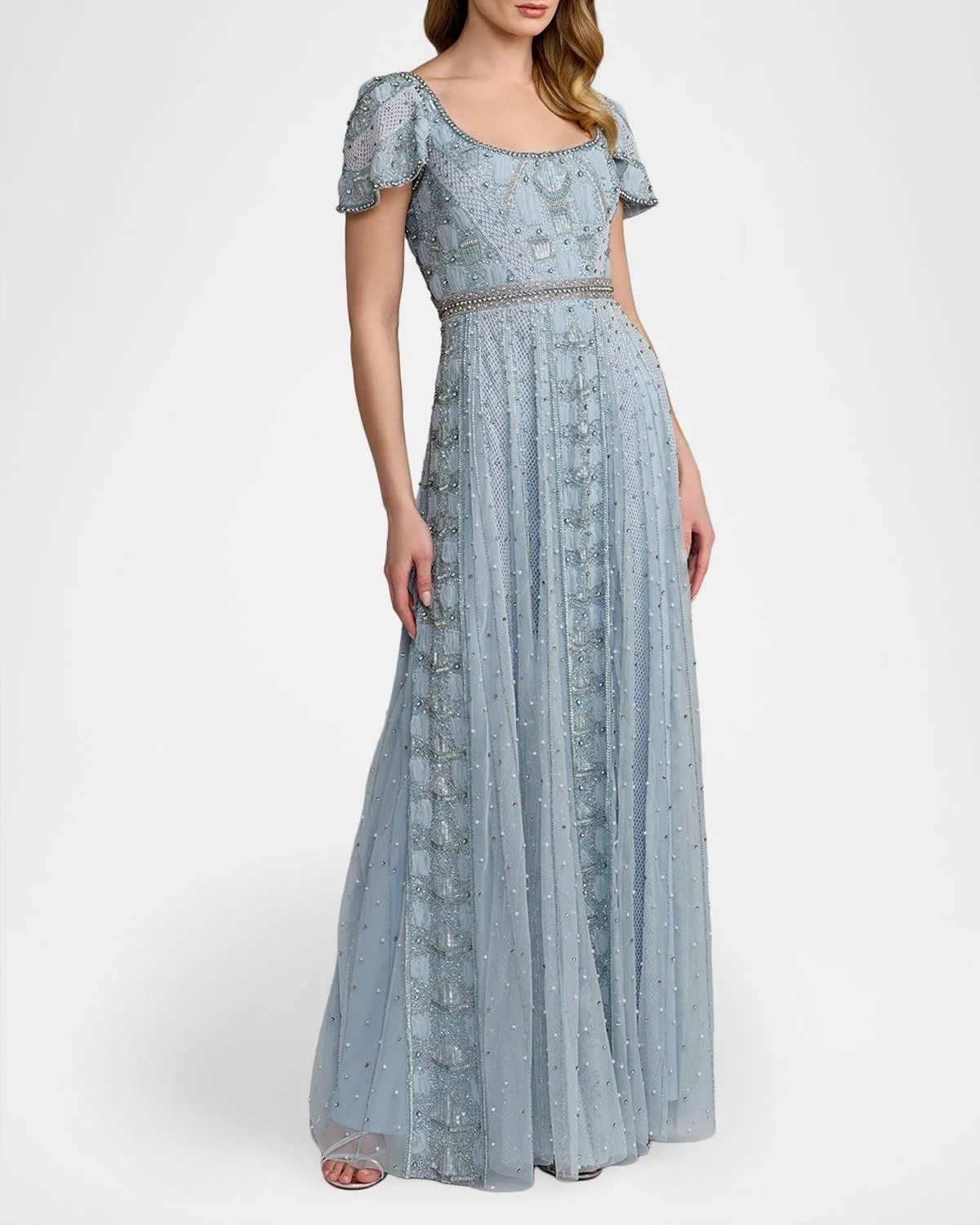 Beaded Embellished Scoop-Neck Gown - 1