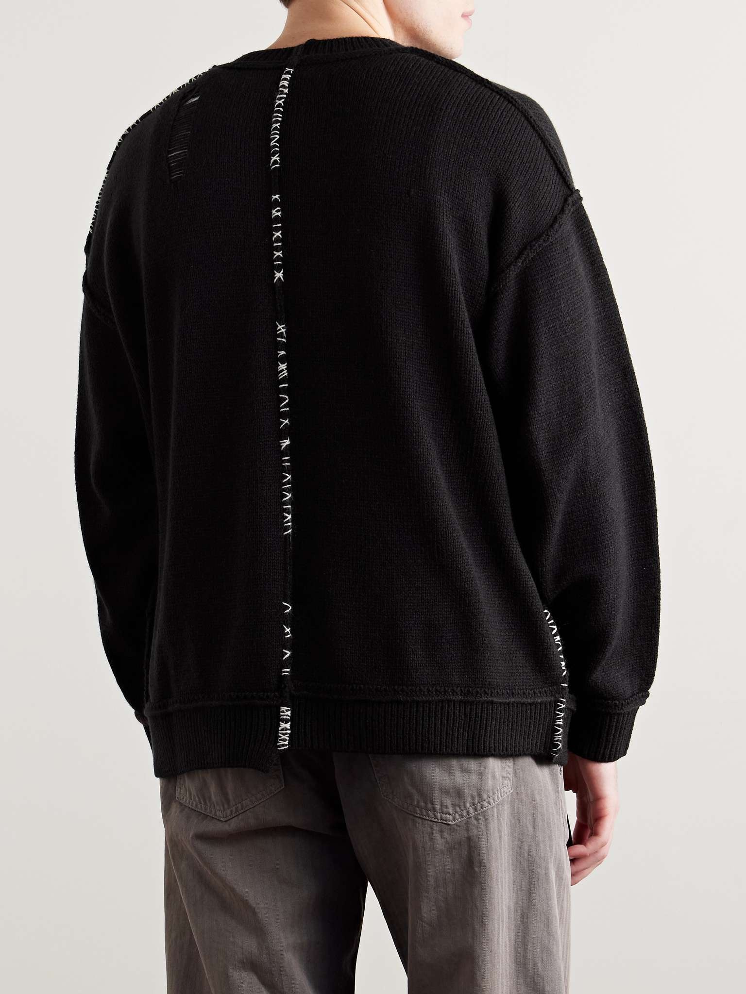 Savage Logo-Appliquéd Distressed Knitted Sweater - 3