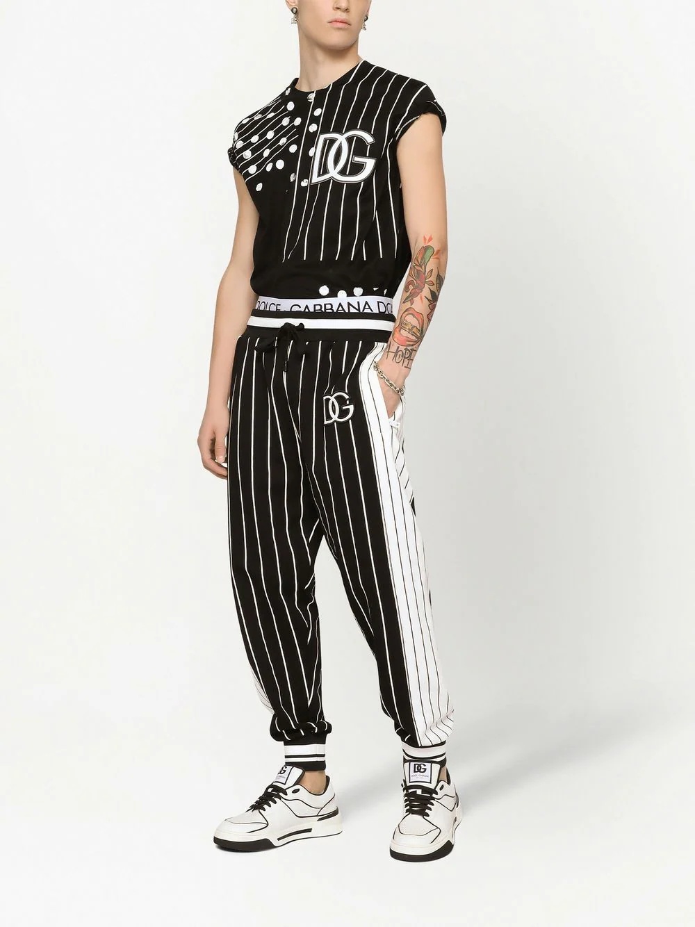 DG patch striped jersey track pants - 2