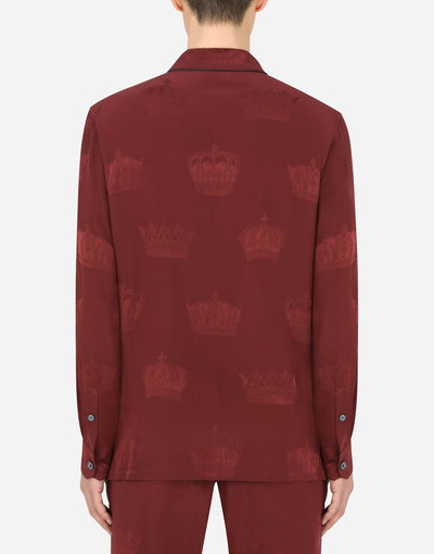 Dolce & Gabbana Silk pajama shirt with crown print outlook