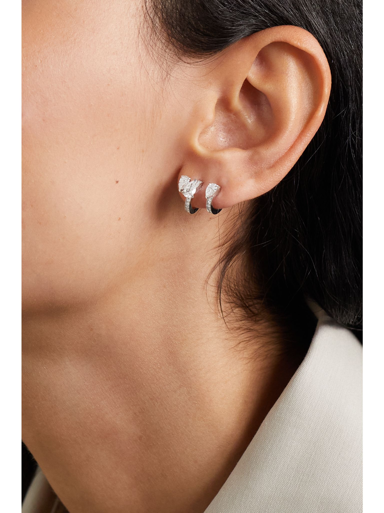 Serti Sur Vide 18-karat white gold diamond single earring Gold - 2