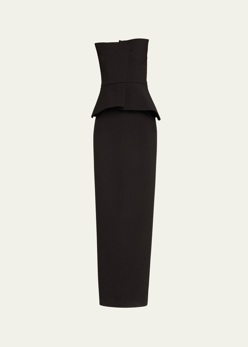 Strapless Crepe Gown with Gathered Bodice 1