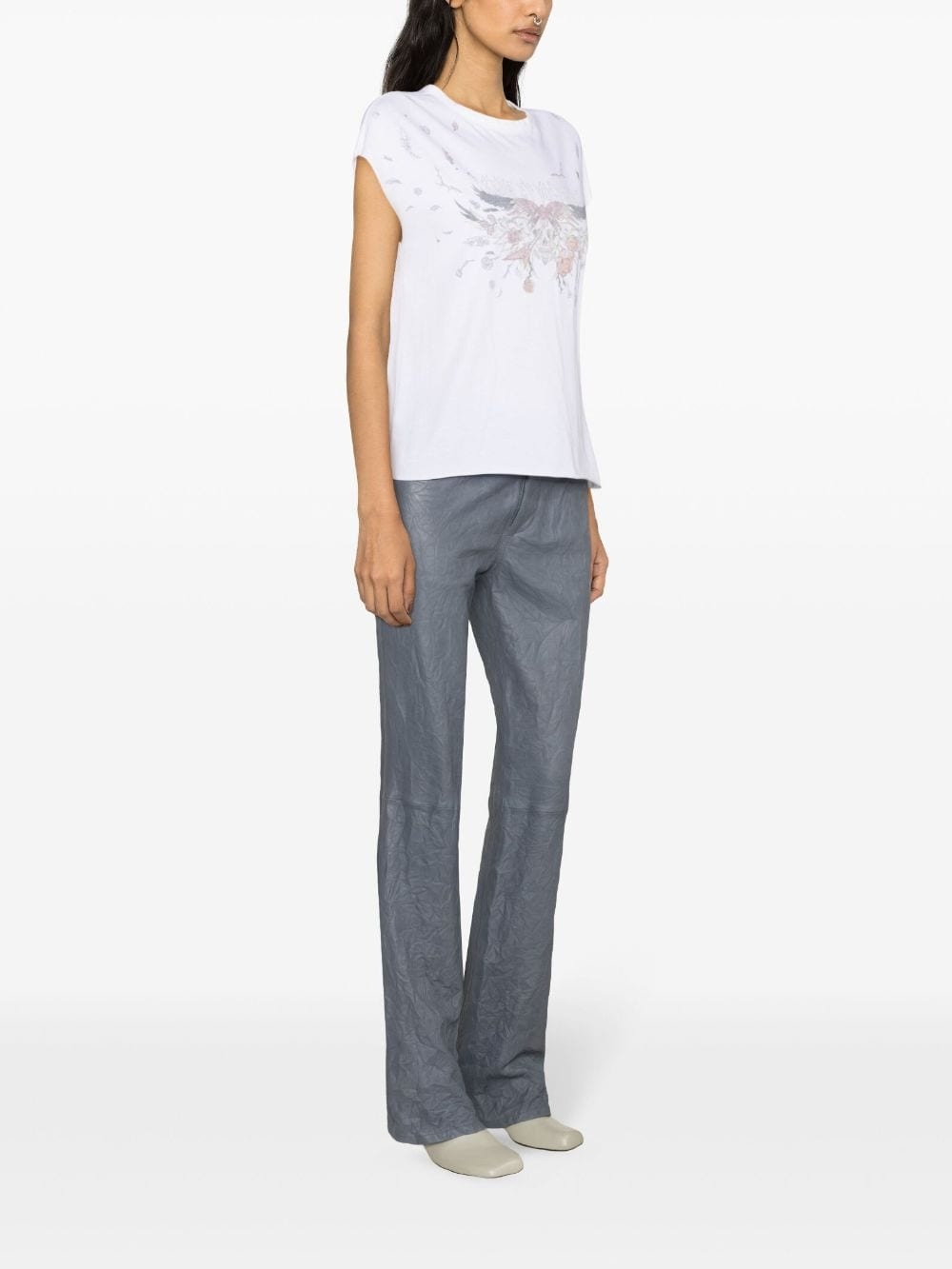 straight-leg crinkled-leather trousers - 3