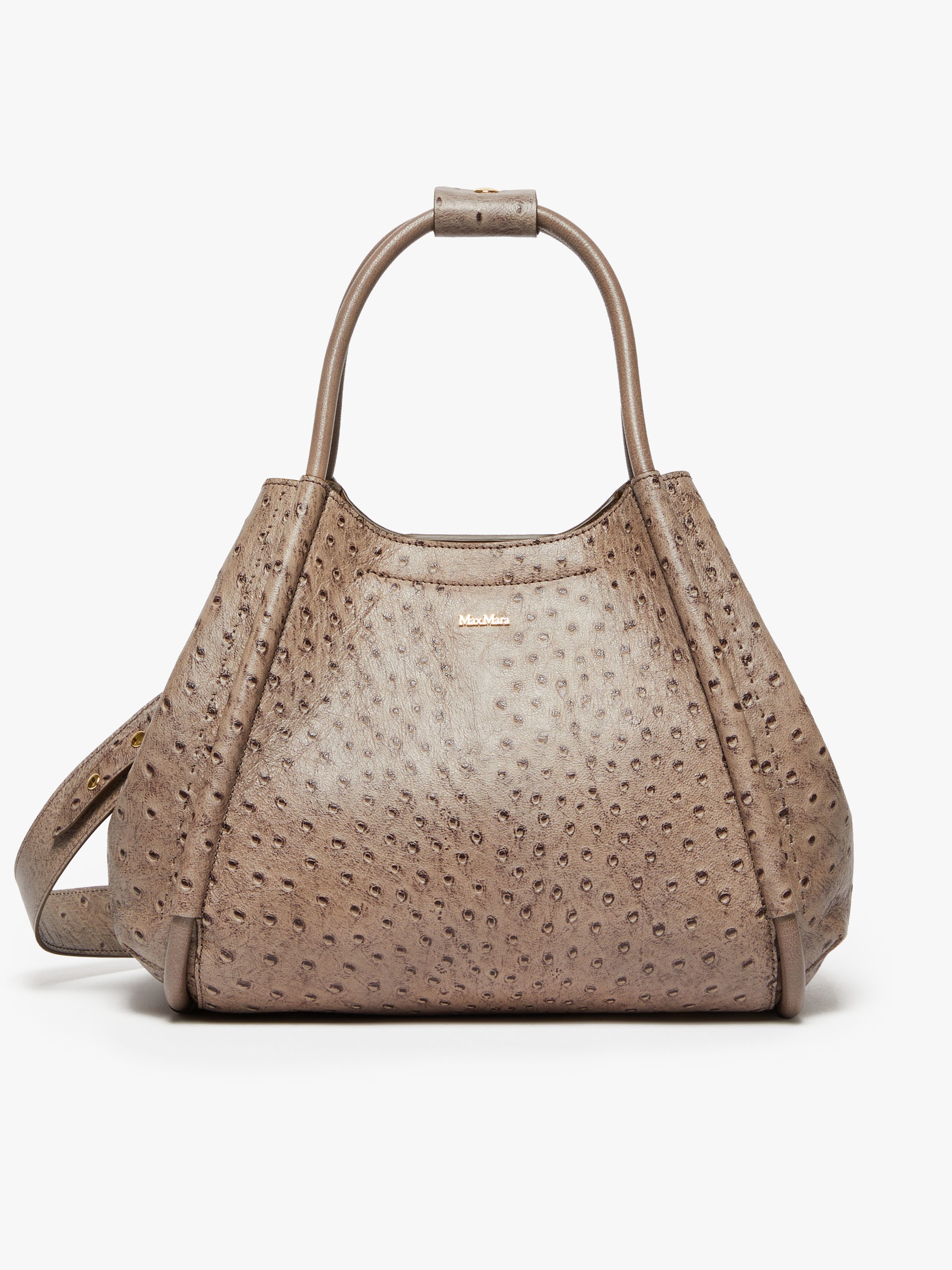 Max Mara MARINSOSTRICH Small ostrich-print leather Marine Bag 
