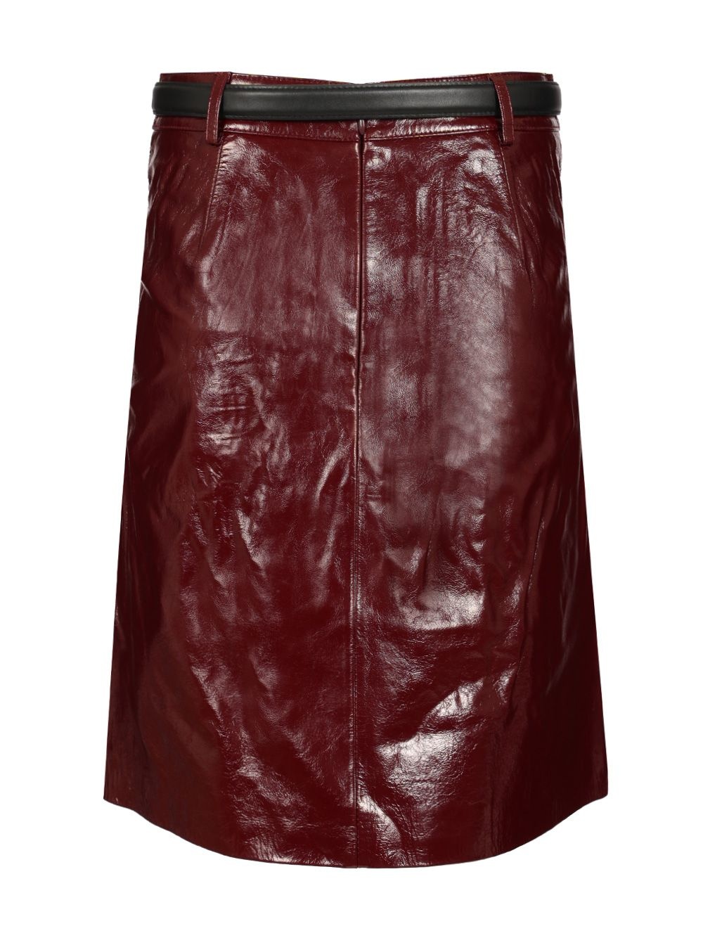 Burgundy Leather Mini Skirt Skirts Bordeaux - 2