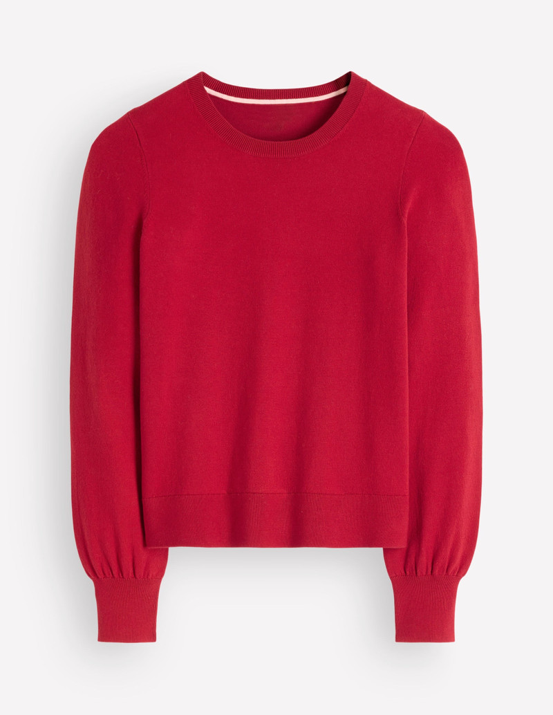 Camilla Cotton Crew Sweater-Crimson Red - 1