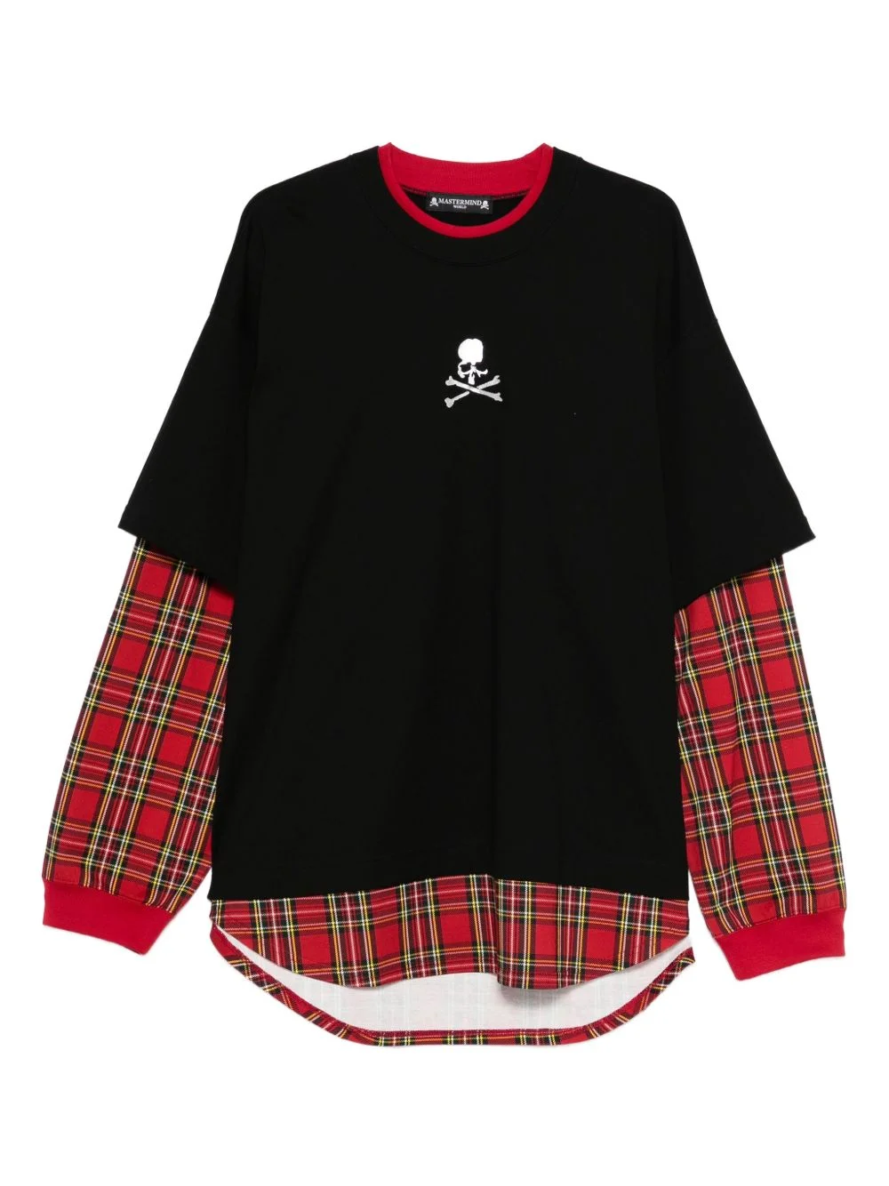 plaid layered long-sleeve T-shirt - 1