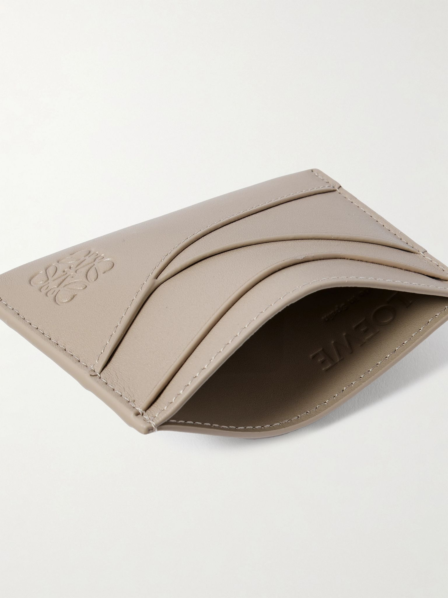 Puzzle Logo-Debossed Leather Cardholder Beige - 4