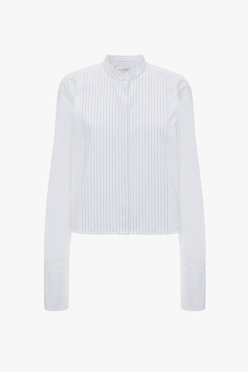 Cropped Tux Shirt In White 1
