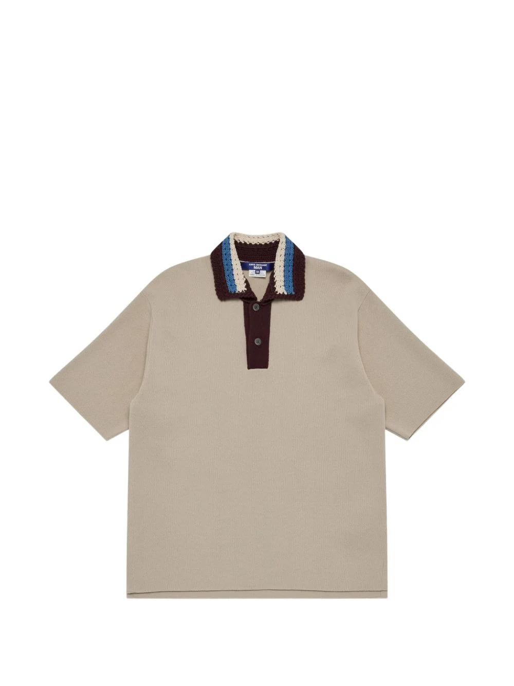 crochet-collar polo shirt - 1