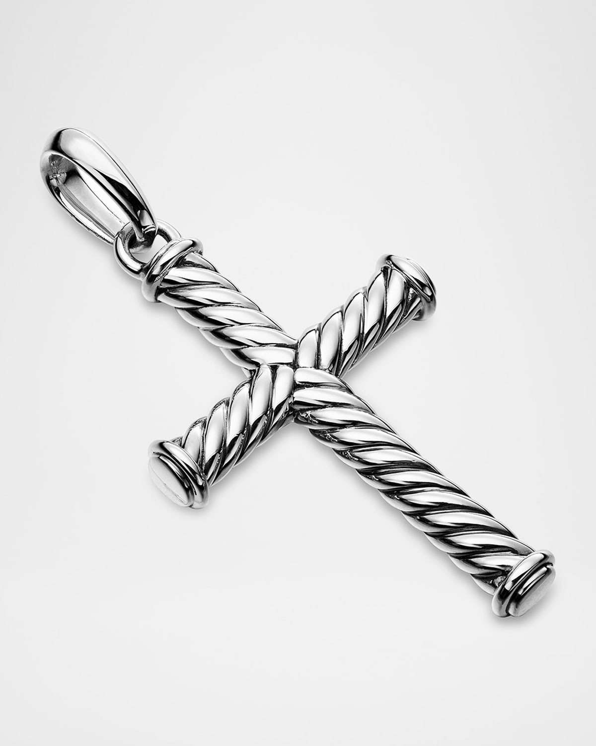 Men's Cable Cross Pendant in Silver, 35mm - 4