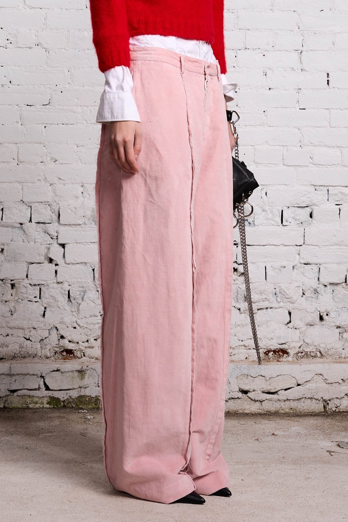 INVERTED TROUSER - PINK VELVET - 5