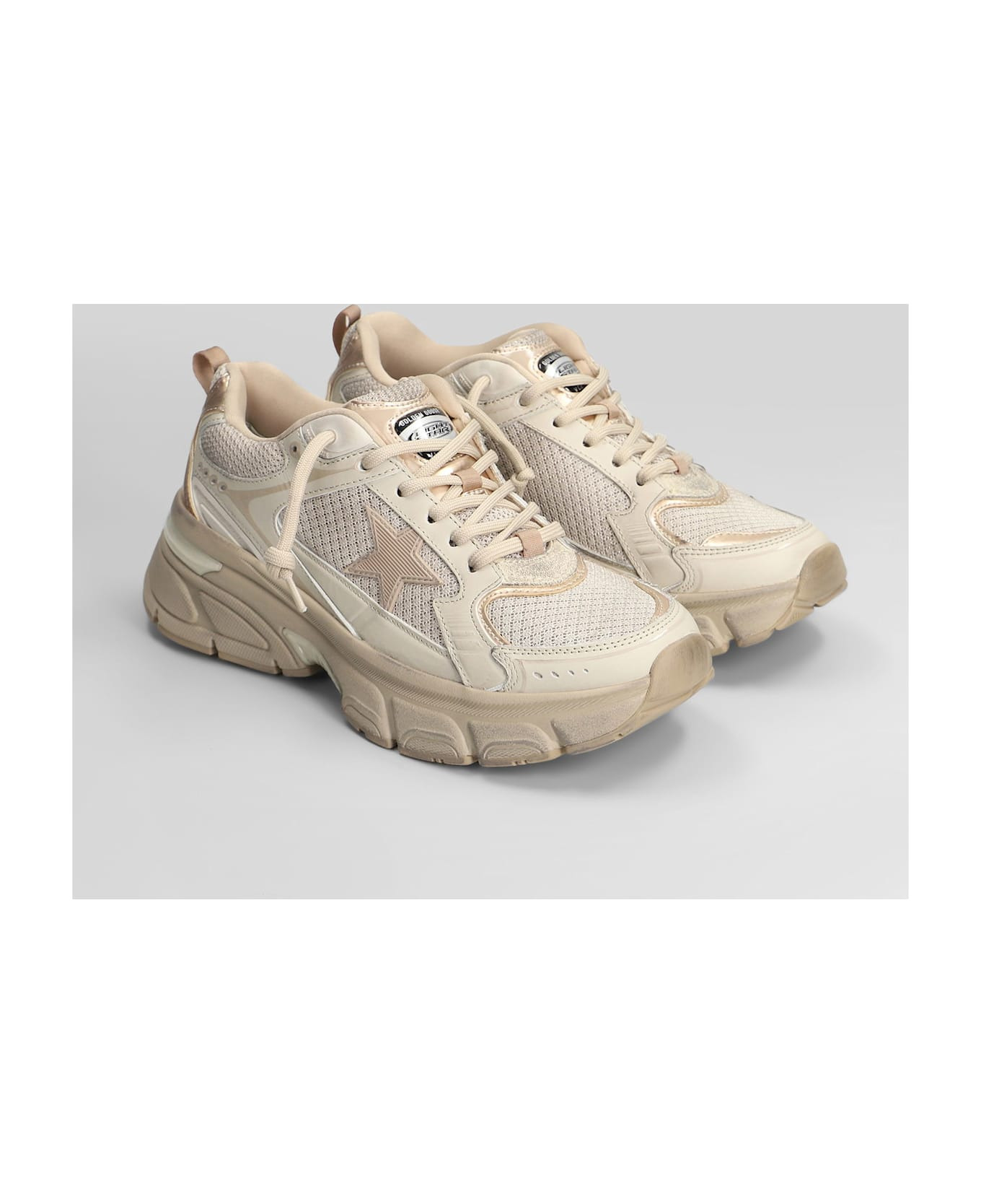 Light Star Sneakers In Taupe Leather And Fabric - 2