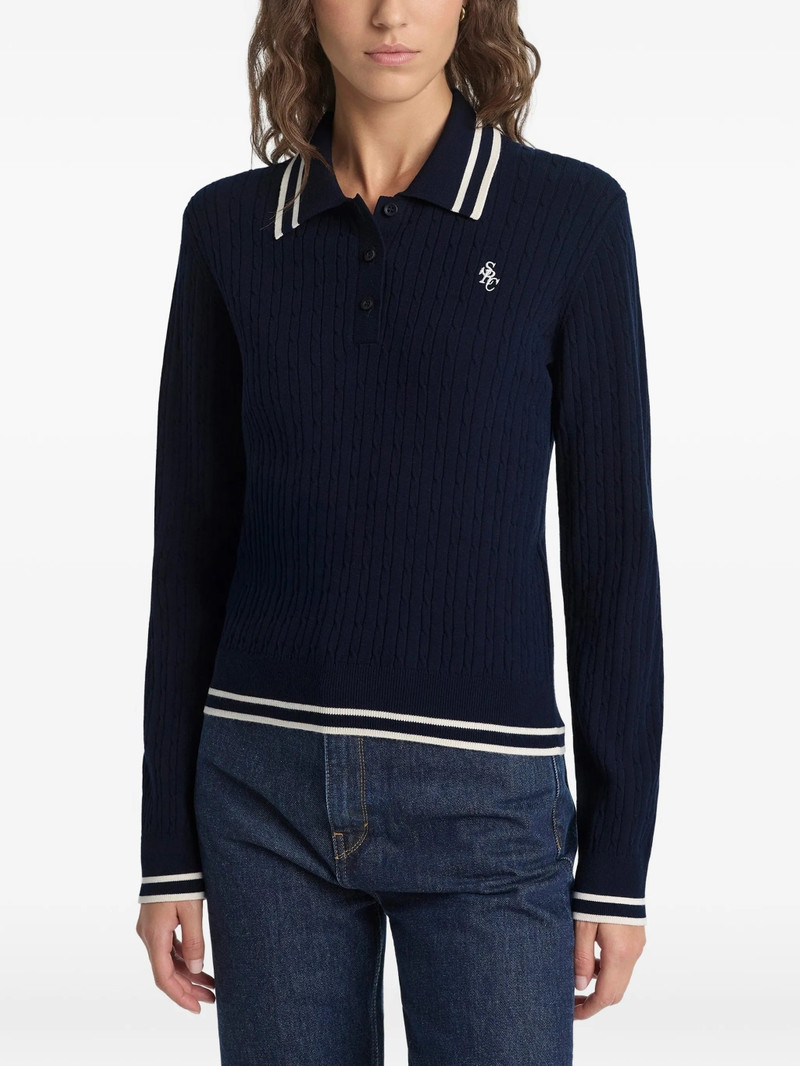 Sporty & Rich Cable-knit Striped Polo Shirt 4