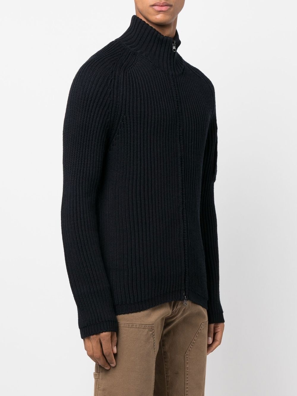 ribbed-knit zip-up sweater - 3