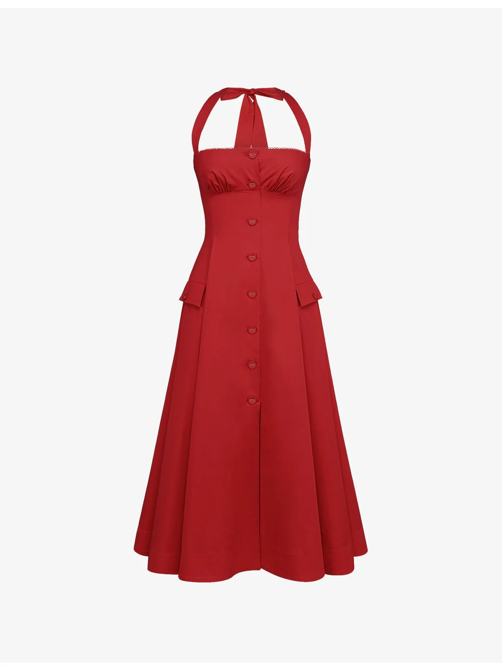 Claudia Halterneck Stretch-Cotton Midi Dress - 1