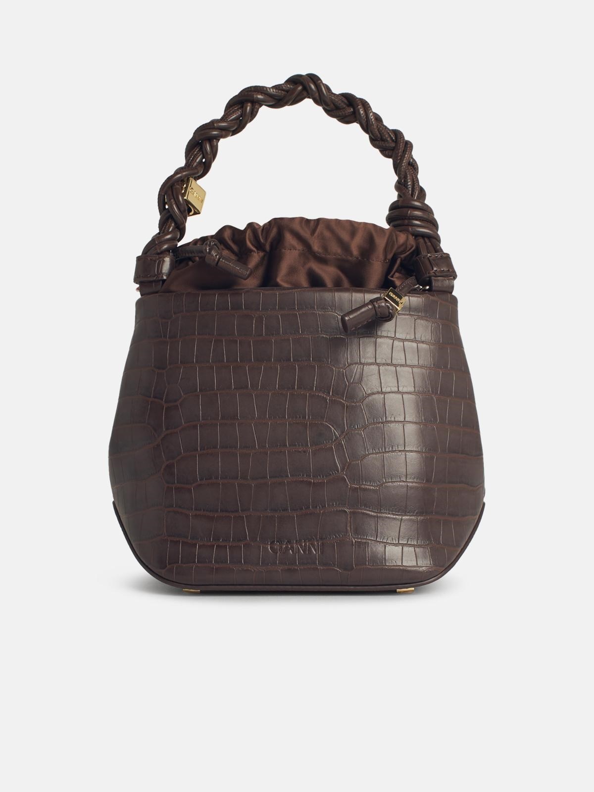 'BOU' BUCKET BAG IN BROWN LEATHER BLEND - 3