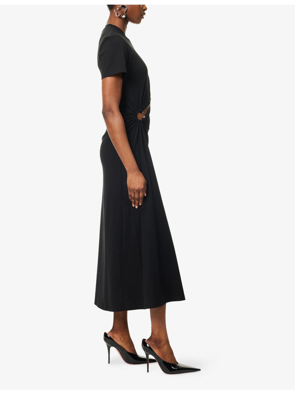 Ring Ruched Stretch-Cotton Jersey Maxi Dress - 3