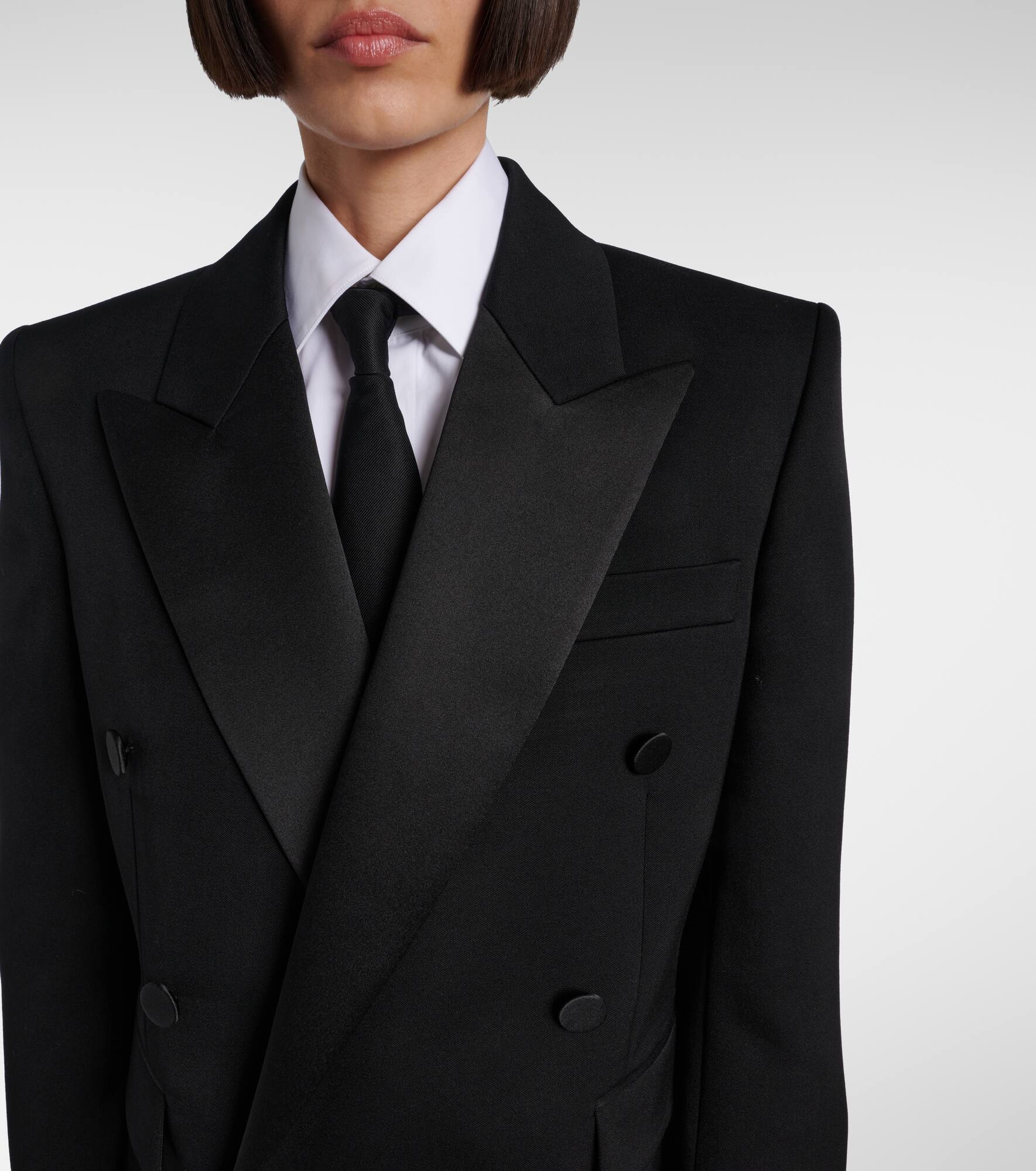 Satin-trimmed wool suit jacket - 4