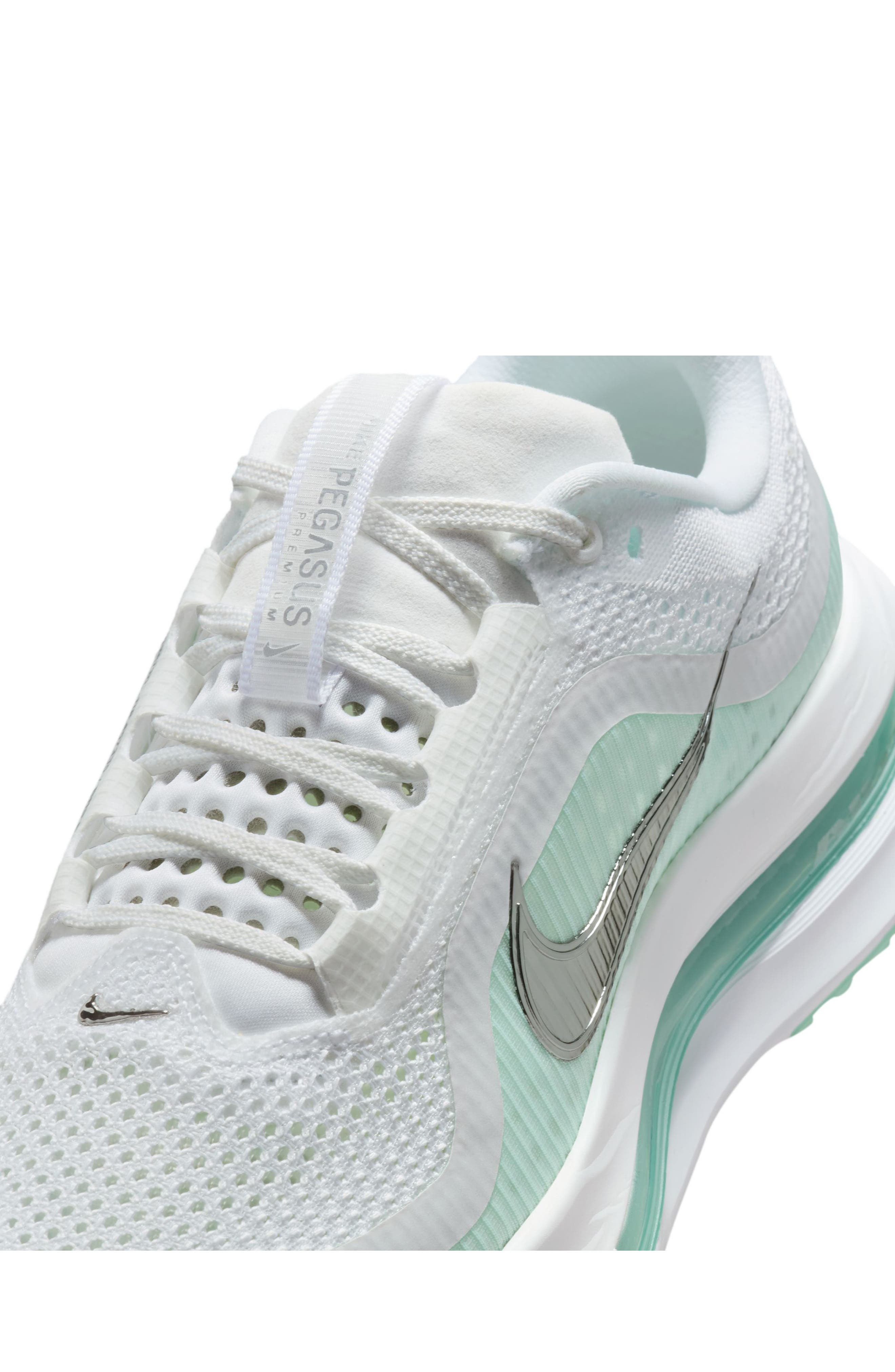 Nike Pegasus Premium Running Shoe in White/Silver/Mint at Nordstrom - 8