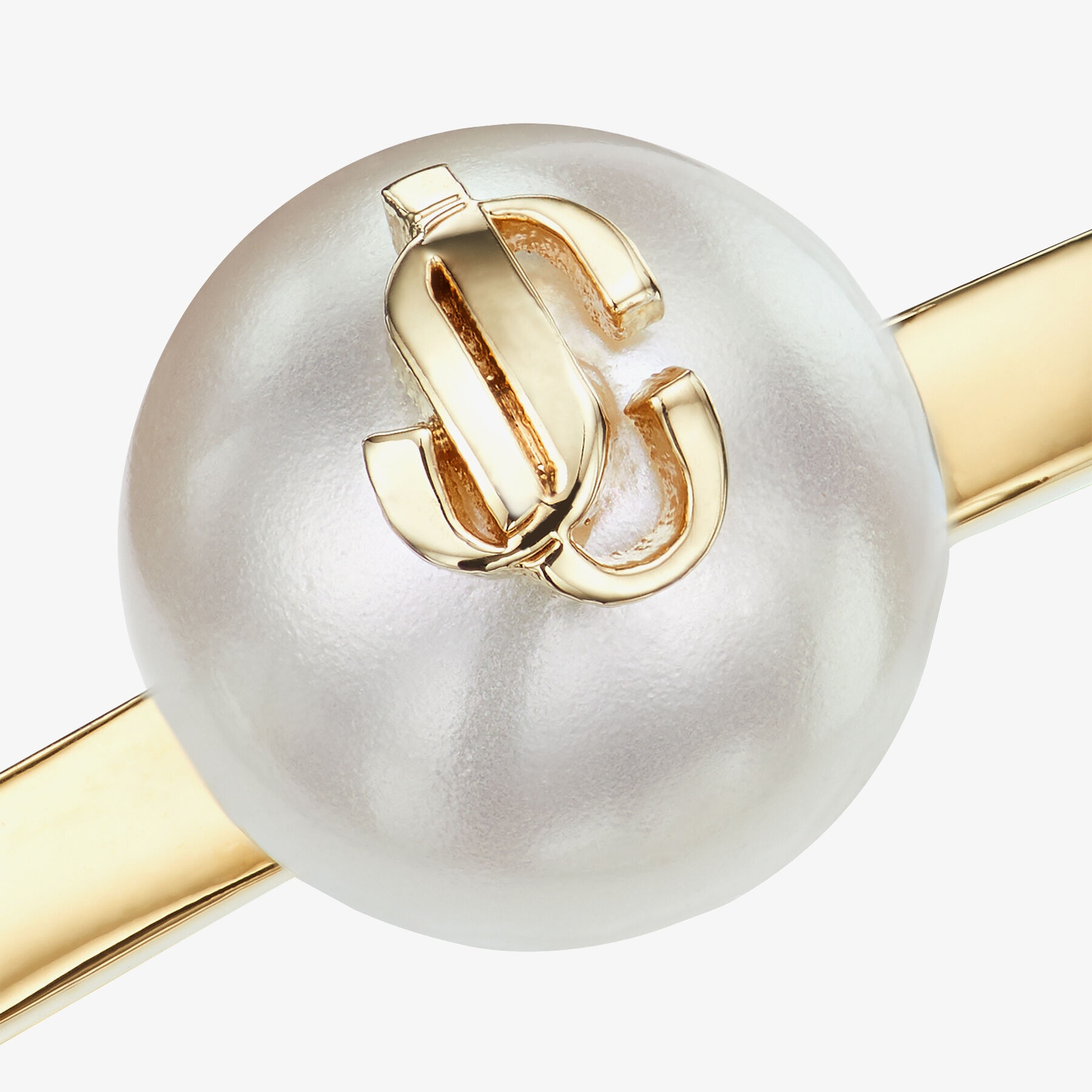 JIMMY CHOO JC Pearl Ring Gold-Finish Metal Ring with JC Pearl 